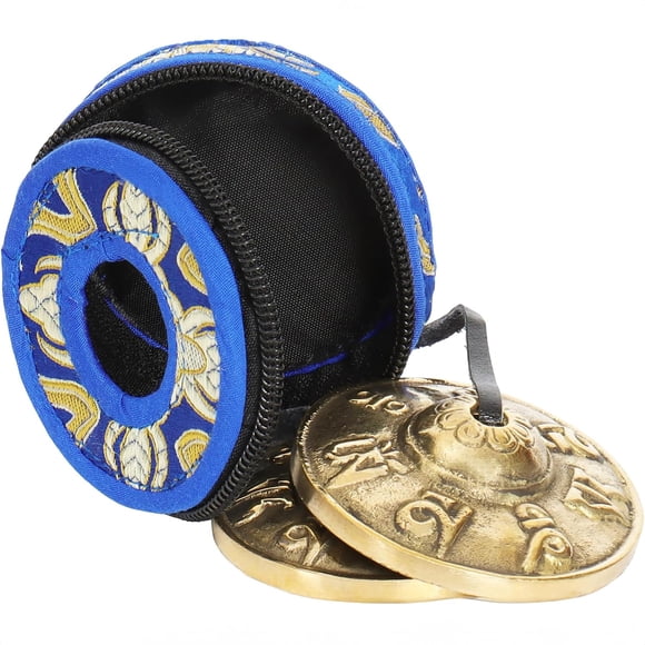Mantra tibetano Tingsha Bells Ohm Store con funda azul hecha a mano