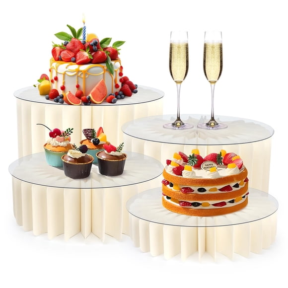 Elevadores de comida para mesa de buffet, acrílicos, blancos