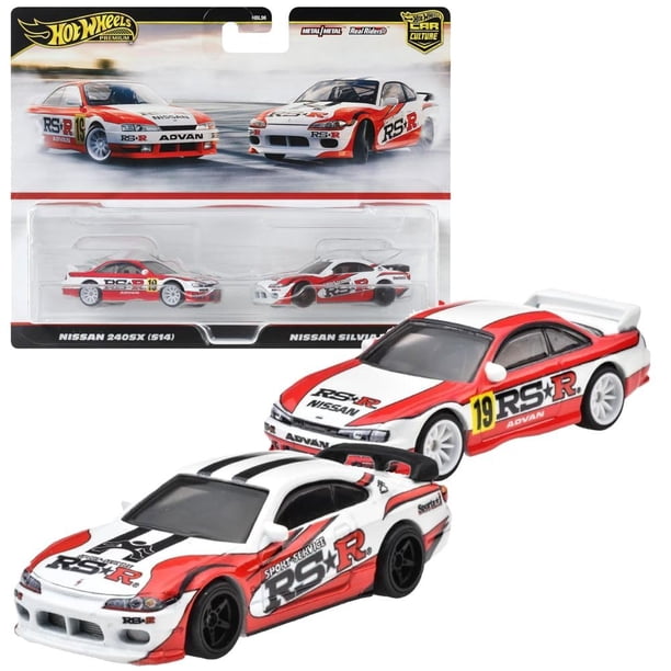 Juguete Hot Wheels HRR84 Premium Paquete de 2 Nissan 240SX (S14) y Nissan Silvia (S15)