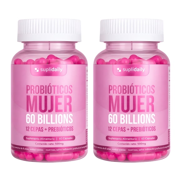 Probióticos Mujer 60 Billones 12 Cepas + Probióticos Pack X2