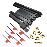 Magideal - Barra Perforadora De Torno De 21 Uds., Herramienta De Inserción De Torneado De Torno De Carburo Cnc Con 7 Uds., Barra Perforadora De Llave T8, Vástago