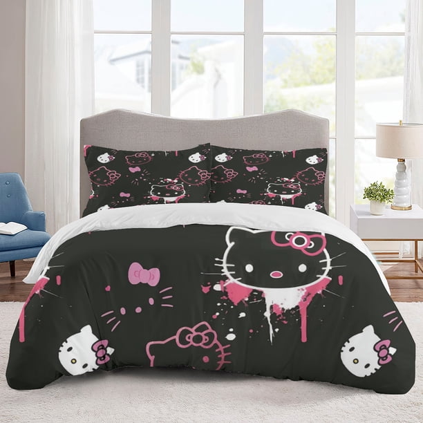 Hello kitty Bedding Sets Cartoon Duvet Cover Lightweight 3 Piece Bet Sets for Kids Boys Girls