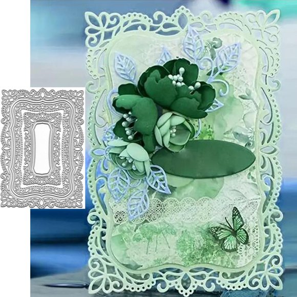 Troqueles DDeehs 13,8 x 9 cm Marco de Flores de Encaje 5 piezas