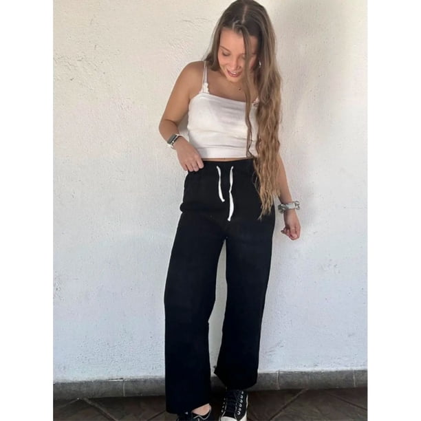 Pantalón Recto Mujer Cotelé Pierna Ancha Otoño Invierno 786