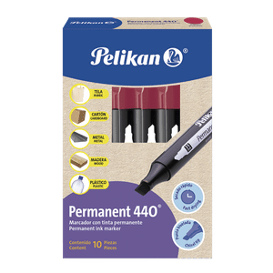 Pack 10 Plumón / Marcador Rojo Permanente Punta Biselada 440 Pelikan