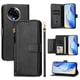 thumbnail image 3 of Funda tipo cartera para Realme 11 5G con bolsillo con cremallera, tarjetero, soporte, correa para la muñeca y tapa de cuero Negro, 3 of 5