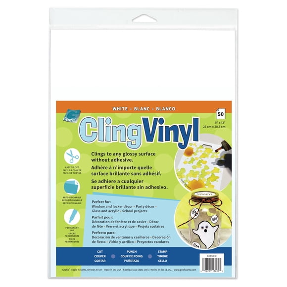 Película adhesiva para ventanas Grafix White Static, paquete de 50