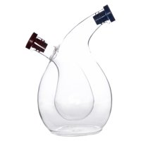 Magideal - Botella Vinagrera Transparente 2 En 1 Con Compartimentos Separados Y Tapón De Goma. Versátil Para Aderezos De Ensaladas. Vidrio Artesanal. 9,4 X 14 Cm