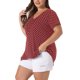 thumbnail image 4 of Agnes Orinda Blusa de Talla Grande para Mujer con Cuello en V, Manga Corta, Dobladillo Asimétrico, Lunares y Pliegues, Talla 3X, Burdeos, 4 of 6