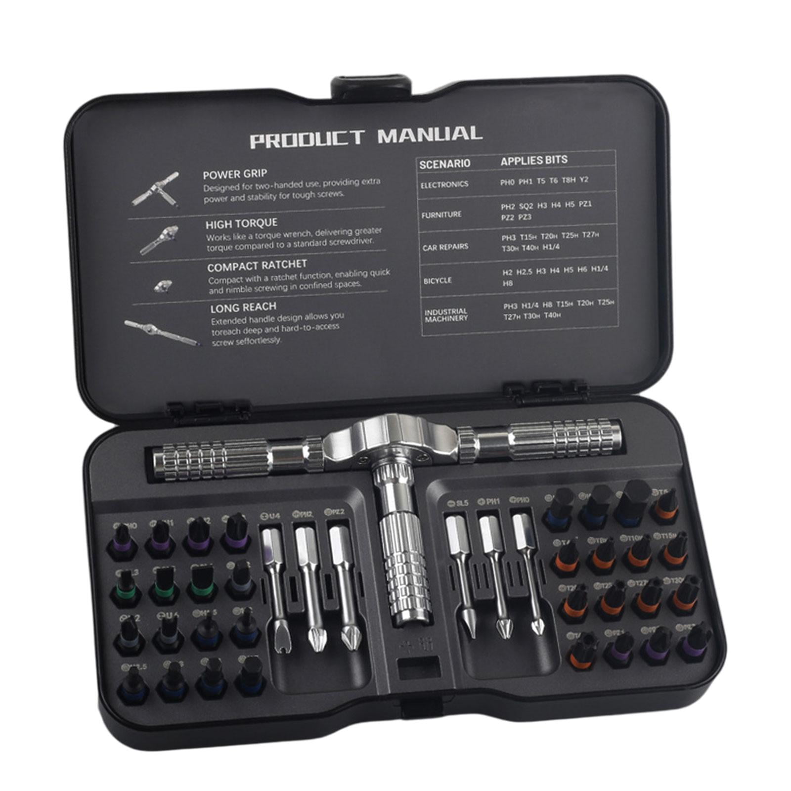 Magideal - Diy 40 En 1 Atracción Destornillador Conjunto De Muebles De Múltiples Muebles De Múltiples Proyectos De Bricolaje Premium Kit De Llave De Trinquete De