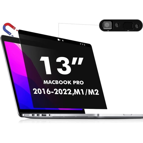 Pantalla de privacidad PYS para MacBook Pro de 13,3" con cubierta de cámara web