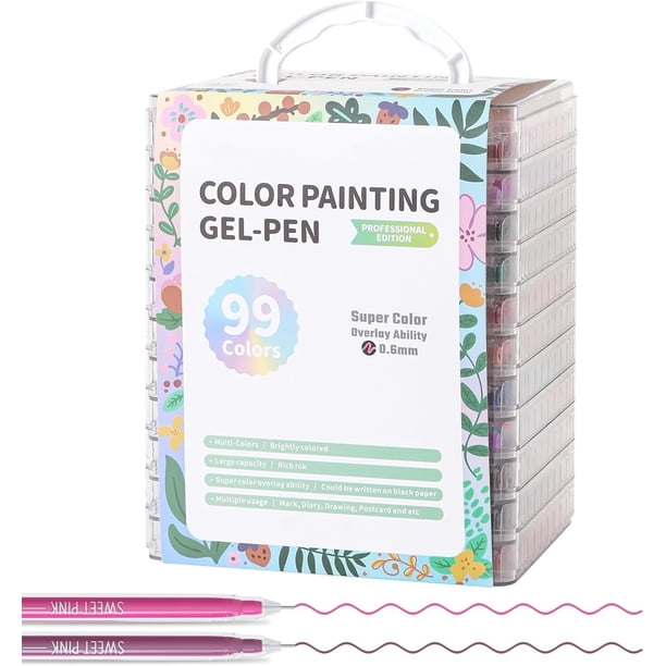 Juego de bolígrafos de gel de 162 colores para libros de colorear para adultos con funda de viaje