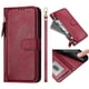 thumbnail image 3 of Funda tipo cartera para UMIDIGI A15/A15C/A15T con bolsillo con cremallera, tarjetero, soporte, correa para la muñeca y tapa de cuero Rojo, 3 of 5