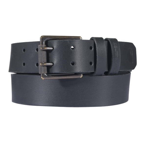 Cinturón Carhartt de cuero negro con doble punta para hombre, talla 44
