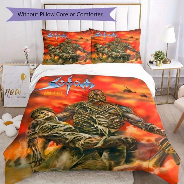 3pcs Bedding Set Duvet Cover Closure Includes 1 Duvet Cover & 2 Pillowcases for All Seasons Bedroom Decor, Home Dorm High-Definition Print Sodom Band A269