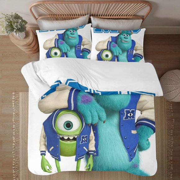 Monsters, Inc 3-Piece Bedding Set For Kids Boys Girls Adult Cartoon Warm Cute Fashion Holiday Present Gift Bed Sheets