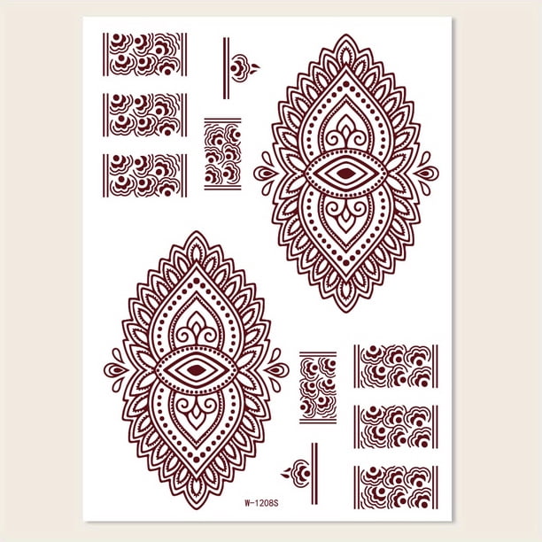Vintage Vermilion Tattoo Stickers for Hands and Legs - Complicated Pattern Design for a Unique Look