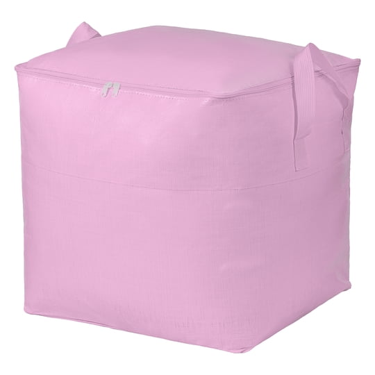Regalwoven 1 Pcs Bolsa De Almacenamiento De Ropa, Bolsa De Almacenamiento, Bolsa De Mudanza Para Organizar Edredones, Organizador De Armario Y Almacenamiento Con Asas Rosa 23.6*19.7*23.6in