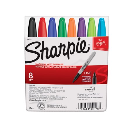Rotuladores Permanentes Sharpie 30078 Fine Point 8 Colores