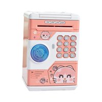 Bothyi - Alcancía Juguete Huella Digital Contraseña Código Bloqueo Desplazamiento Para Niñas Niños Niños Rosa