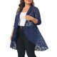 thumbnail image 4 of Agnes Orinda Conjuntos de Halloween Tallas Grandes Cárdigan de Encaje para Mujeres Cárdigans con Volantes Abierto al Frente Manga Larga Encaje Transparente Crochet Cubierta 1X Azul Marino, 4 of 6