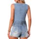 thumbnail image 3 of INSPIRE CHIC Chalecos con Flecos para Mujer Estilo Vaquera Sin Mangas Top Chaleco de Flecos de Imitación de Ante XS Azul, 3 of 6