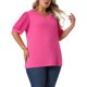 thumbnail image 4 of Agnes Orinda Blusas Casuales de Mujer Tallas Grandes Cuello en V con Lunares Suizos y Mangas Abullonadas 3X Rosa Fucsia, 4 of 6