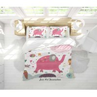 Milsleep - 3D Cartoon Animal Baby Elephant Pattern Quilt Cover Set Bedding Set Duvet Cover
