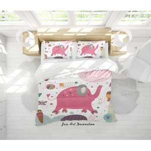 Milsleep - 3D Cartoon Animal Baby Elephant Pattern Quilt Cover Set Bedding Set Duvet Cover