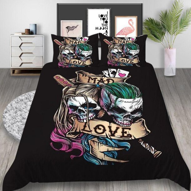 Black Cat Scary Skull Forest Tree Gamer Truck Quilt Duvet Cover Set Bedspread3-Piece Bedding Set