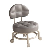 Bothyi - Taburete Con Ruedas Redondo Bajo Limpieza Con Respaldo Para Salón Peluquería Cocina Gris Oscuro