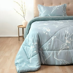 Plumón Estampado Deluxe Sherpa 1.5 Plazas / Ramas Celeste – Doral 170X 240 Cm.