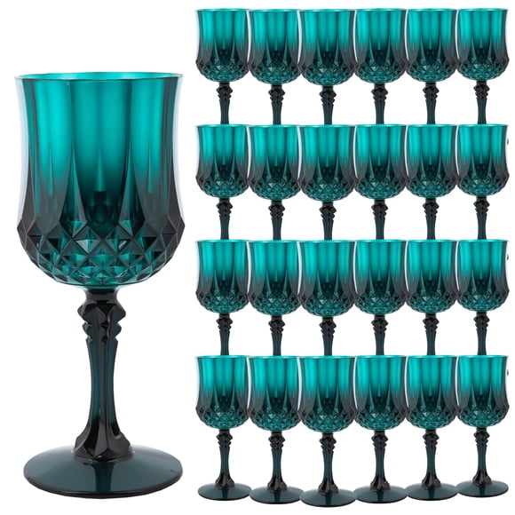 Copas de vino de plástico LEYIQU, 24 unidades, 17 x 7 cm, 210 ml, color verde
