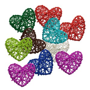 Magideal - 10 Bolas De Mimbre En Forma De Corazón, Decoraciones Navideñas, Manualidades, Colgantes Para Corona, Hogar, Regalos Del Día De San Valentín Para Niños Colores Mezclados