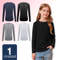 Mas Clothing - Camiseta Polar Manga Larga Primera Capa Niña Polera Colores Surtidos