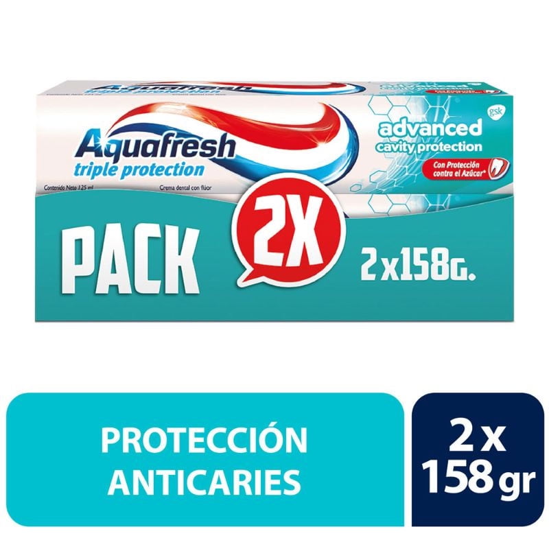 Pack Crema Dental Advanced Cavity 2x158g 1 Un Aquafresh