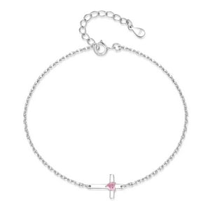 Pulsera Heshpaws S925 Sterling Silver Cross Ajustable Plata