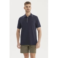 Fashionspark - Polera Hombre Pique Detalle En Cuello Azul Marino