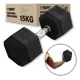 thumbnail image 1 of Mancuerna Hexagonal 15 Kg Acero Y Caucho Overfit Fitness Negro, 1 of 4