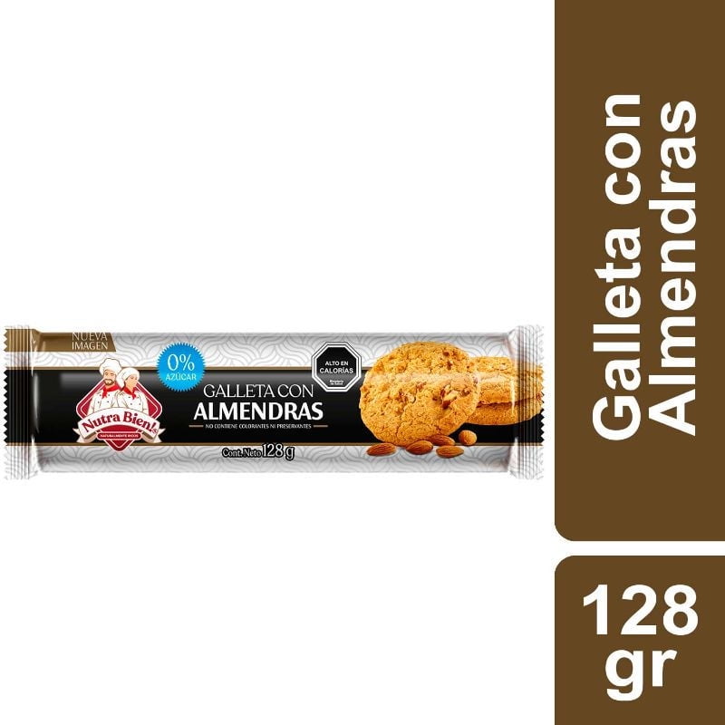 Paquete Galletas Sin Azúcar Almendras 128 g Nutra Bien