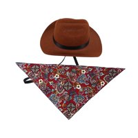 Ioensy - Sombrero De Vaquero Para Mascotas Universal Funny Western Caps Bandana Para Cumpleaños Vacaciones Vino Tinto M
