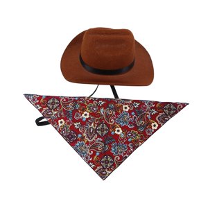 Ioensy - Sombrero De Vaquero Para Mascotas Universal Funny Western Caps Bandana Para Cumpleaños Vacaciones Vino Tinto M