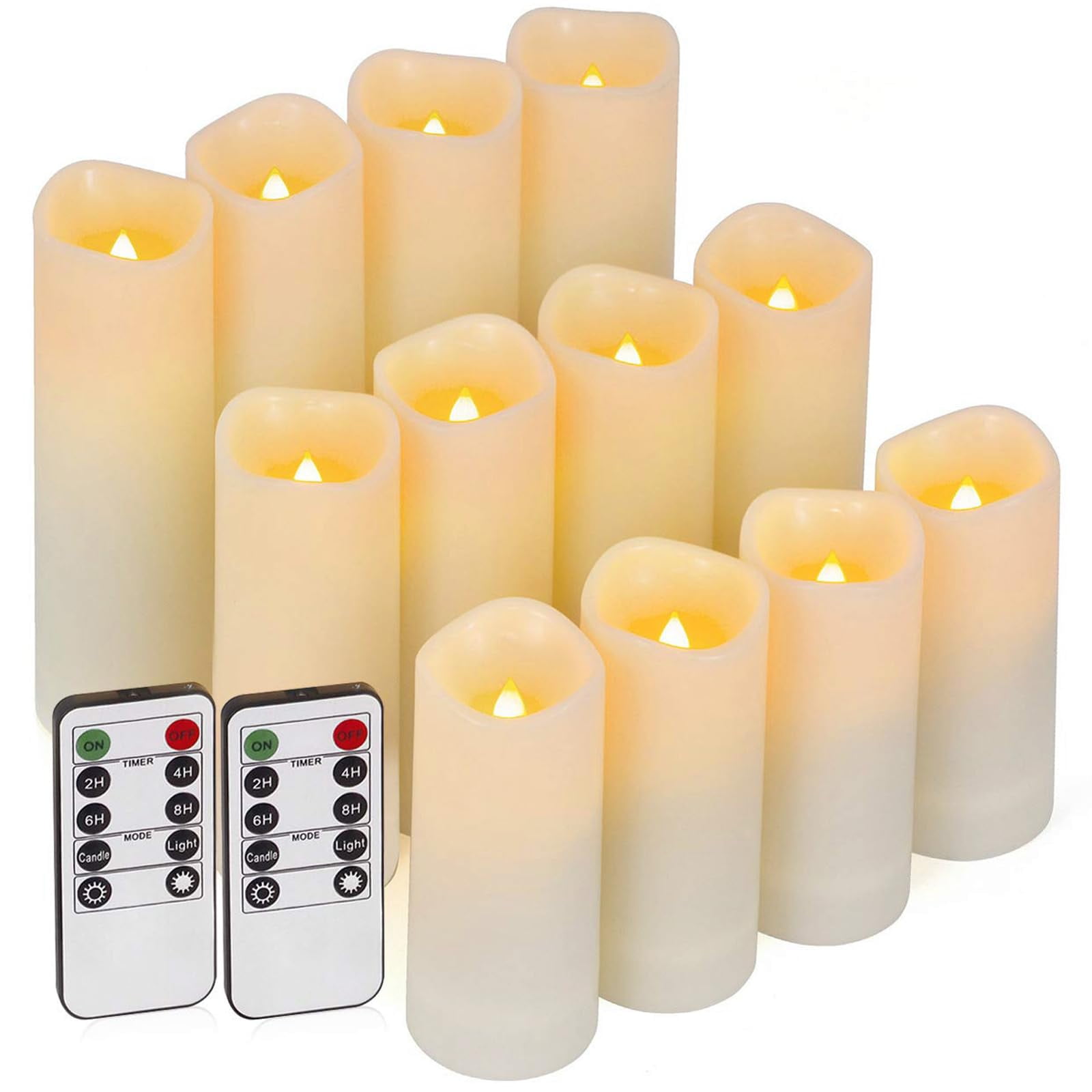 Velas Led Sin Llama Enido, 12 Unidades, Con Control Remoto Y Temporizador, Para Exteriores