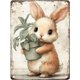 thumbnail image 1 of Letrero estaño conejo Pascua retro conejo vintage metal hogar jardín sala decoración pared Pascua 20x30cm, 1 of 6