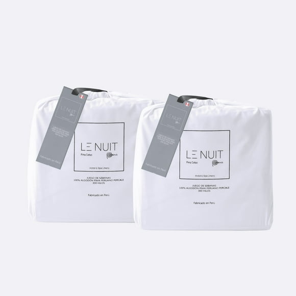 2 Set Sábanas King 300 Hilos Algodón Pima Peruano Percale Liso Blanco
