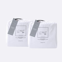 Le Nuit - 2 Set Sábanas King 300 Hilos Algodón Pima Peruano Percale Liso Blanco