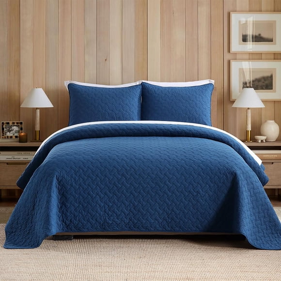Cubre cama Wistown King 249 cm azul marino 3 piezas
