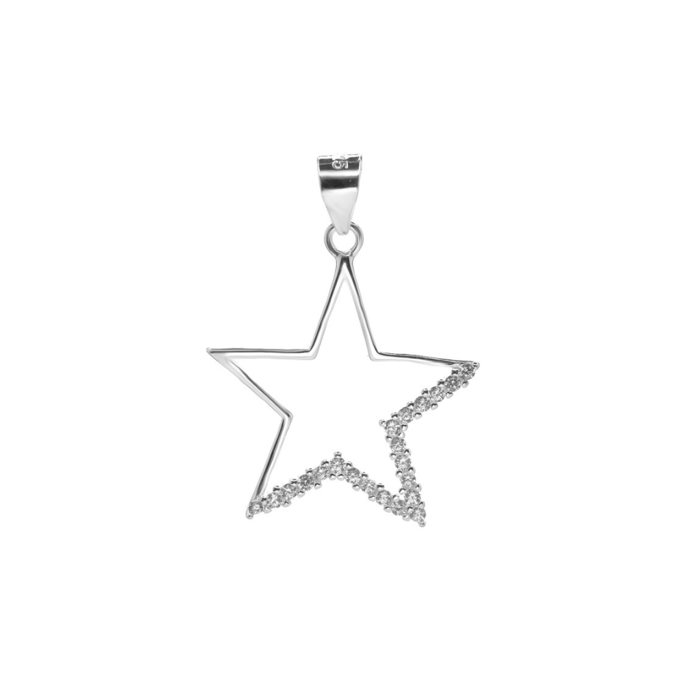 Fershop - Colgante De Plata Estrella Bordes Con Circones