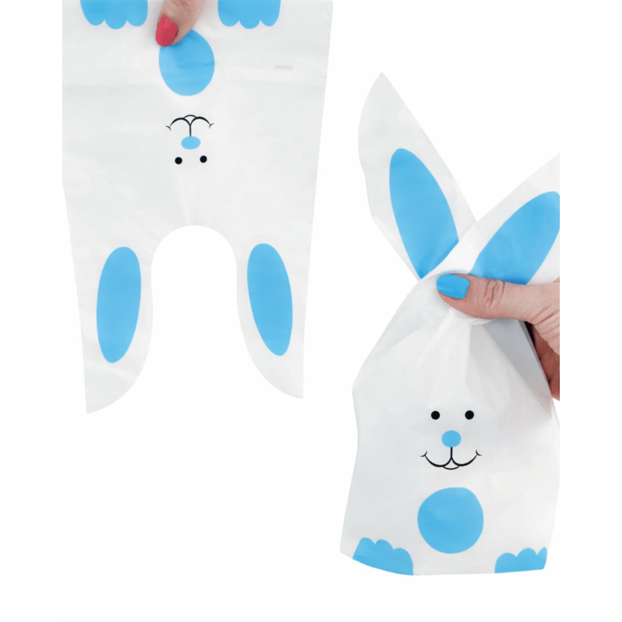 Pasteleriuscl - Pack X100 Bolsas De Plástico Para Dulces De Pascua Bolsas De Regalos Para Niños Azul 22x13cm