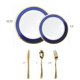 thumbnail image 4 of Juego de platos de plástico Stock Your Home de 125 piezas, blanco/azul/dorado, 4 of 6